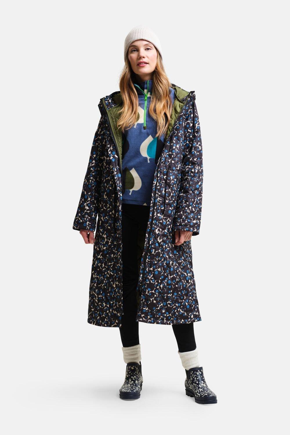 Удлиненная стеганая куртка Orla Kiely Regatta, синий длинное флисовое пальто из смешанной ткани женское backcountry цвет brown sugar tawny orange fired brick