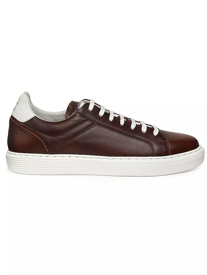 

Кожаные низкие кеды Brunello Cucinelli, коричневый
