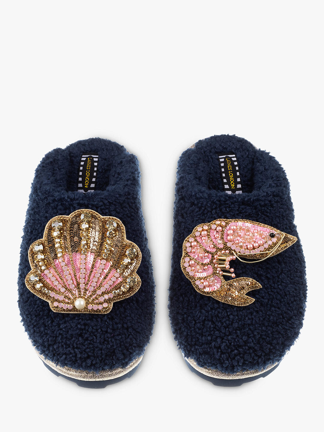 

Laines London Тапочки с закрытым носком и креветками Teddy Shell, темно-синие