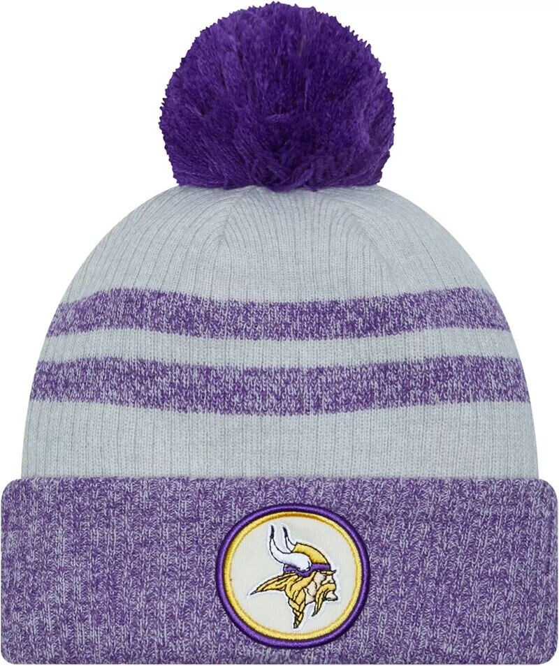 

Серая мужская вязаная шапка с нашивками New Era Minnesota Vikings