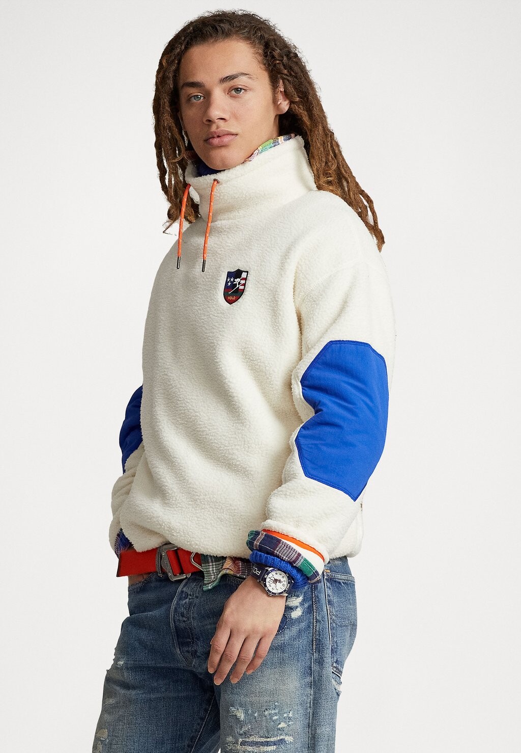 

Флисовый джемпер Polo Ralph Lauren LONG SLEEVE, кремово-белый, синий
