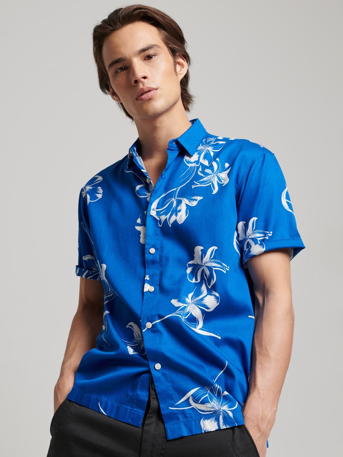 

Гавайская рубашка с коротким рукавом Superdry, цвет Mono Hibiscus Cobalt