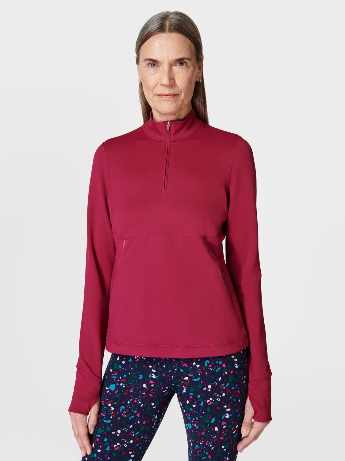 

Беговая футболка Therma Boost с молнией до половины Sweaty Betty, вамп красный