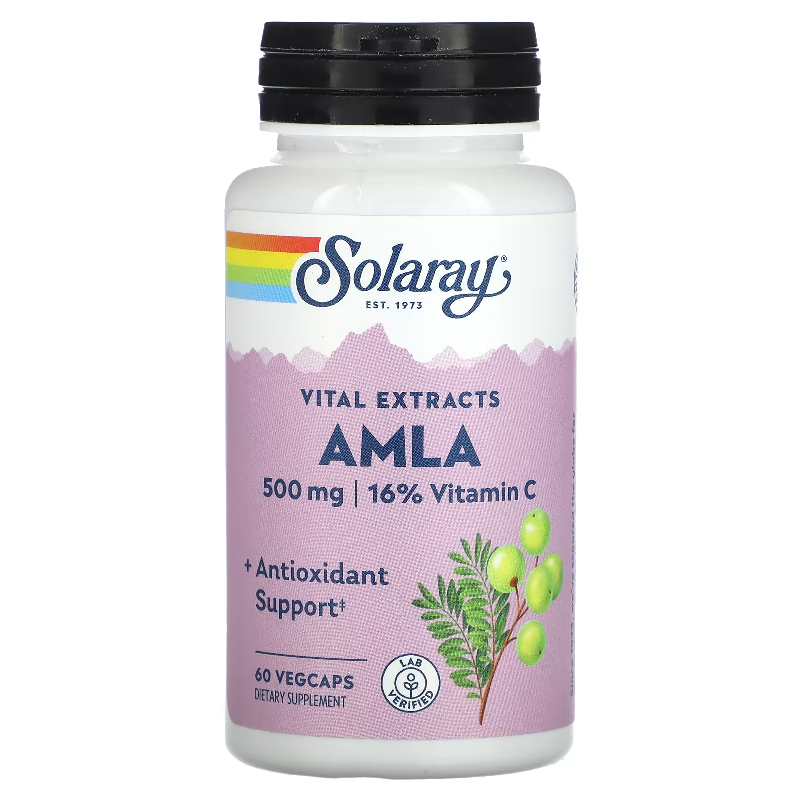 Solaray Vital Extracts AMLA 500 мг 60 растительных капсул solaray vital extracts черный кохош 545 мг 120 растительных капсул