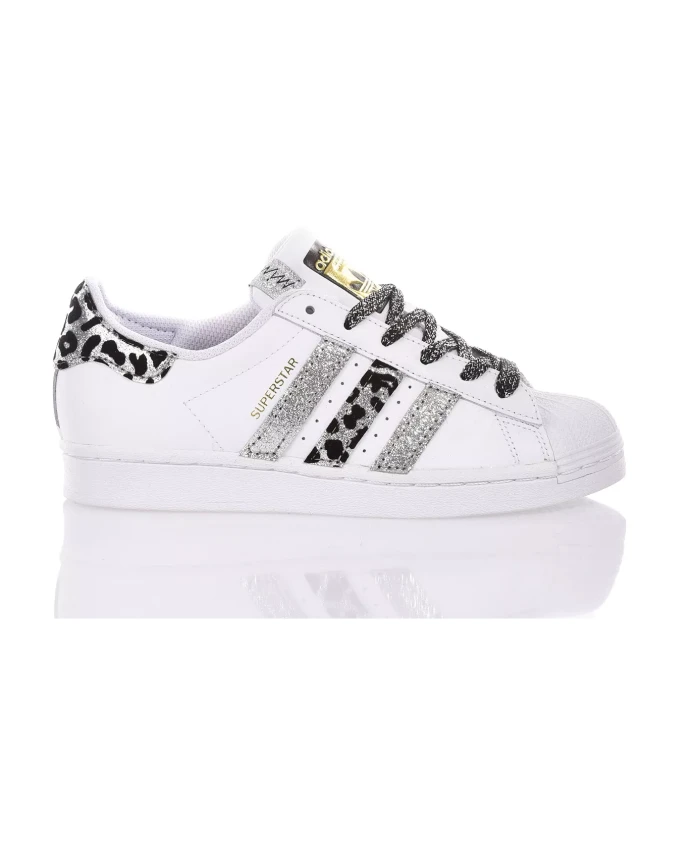 

Серебряные кроссовки ручной работы Adidas, мультиколор