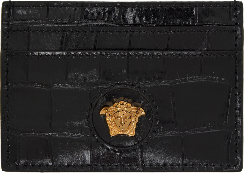 

Черный визитница под крокодиловую кожу Versace