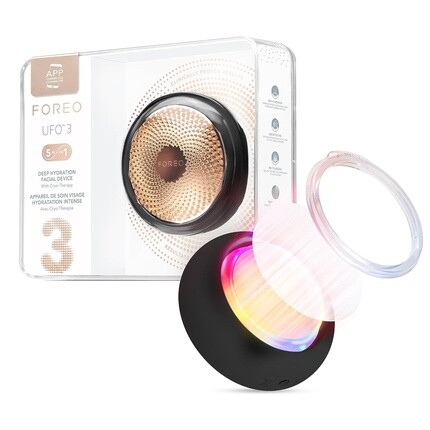 

FOREO UFO 3 5-в-1 Полная светодиодная маска для лица Глубокое увлажнение Антивозрастная маска для лица Красота Криотерапия Массажер для лица Черный