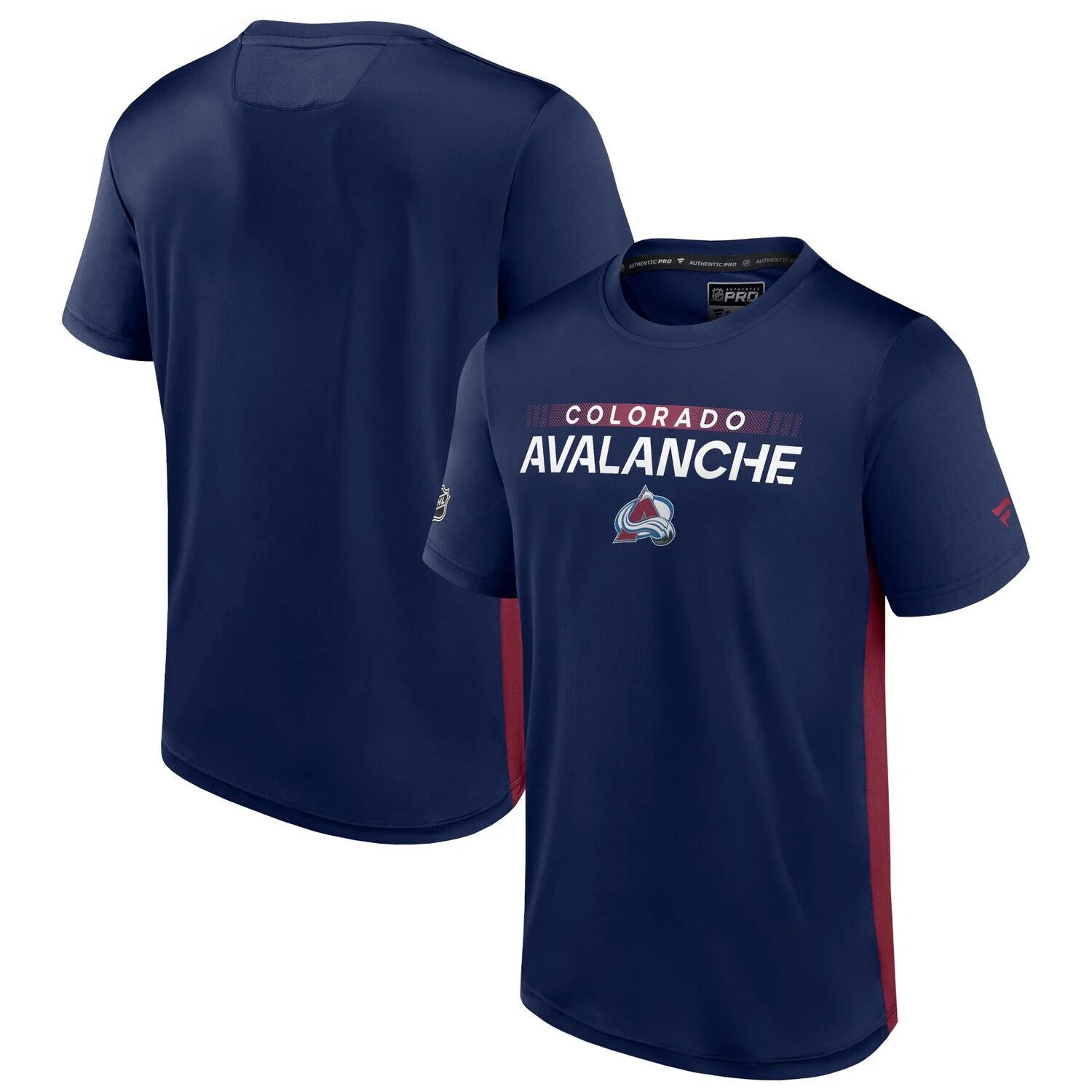 

Мужская футболка Fanatics Branded темно-синего/бордового цвета Colorado Avalanche Authentic Pro Rink Tech