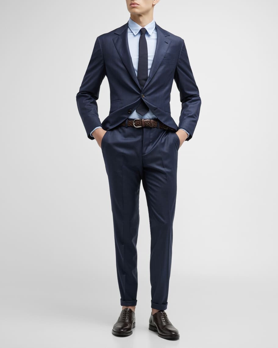 

Мужской шерстяной костюм Super 150s Windowpane Brunello Cucinelli