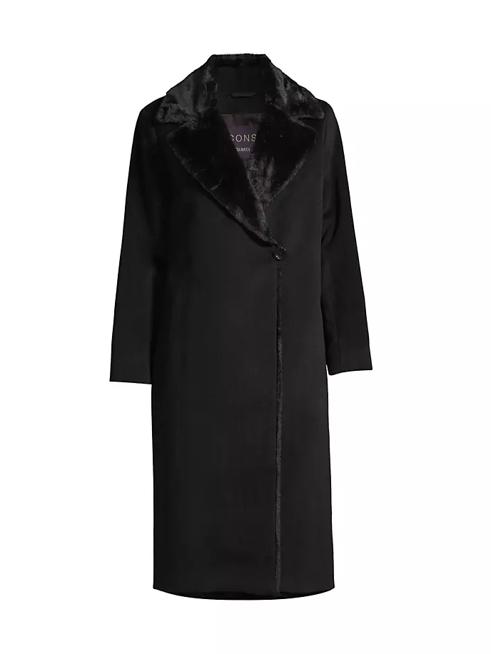 Шерстяное пальто с отделкой из искусственного меха Cinzia Rocca, черный cinzia soft мокасины