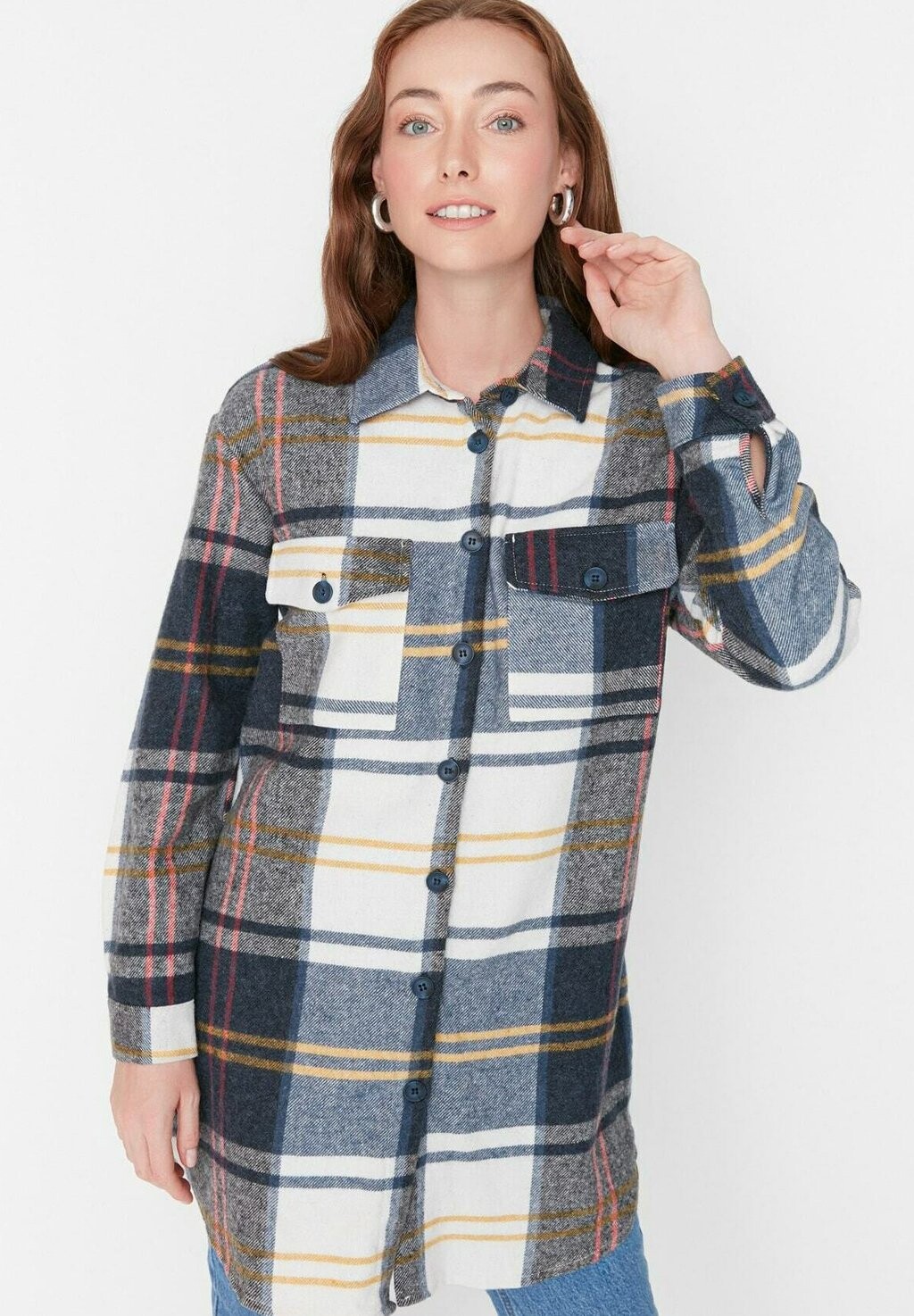 

Рубашка Trendyol Modest, темно-синий