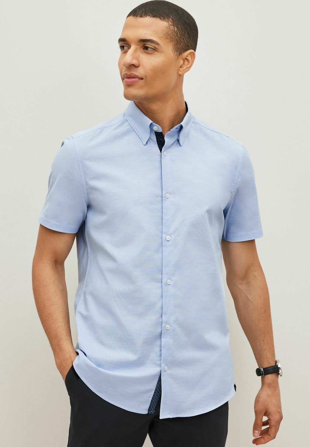 

Рубашка STRETCH OXFORD SHORT SLEEVE SHIRT Next, синий