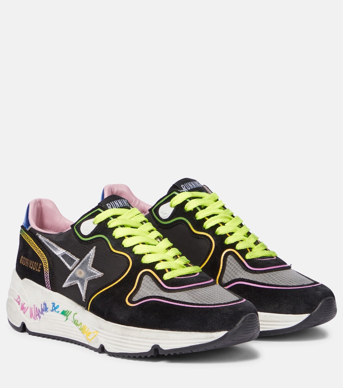 

Кроссовки Running Sole из замши и кожи Golden Goose, черный