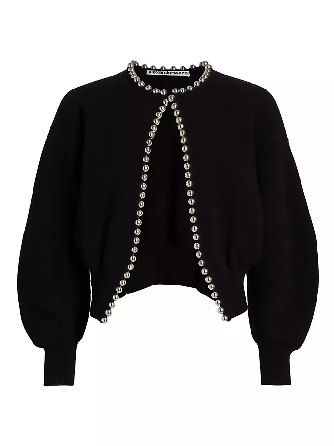 

Кардиган из смесовой шерсти, украшенный бисером Alexander Wang, черный