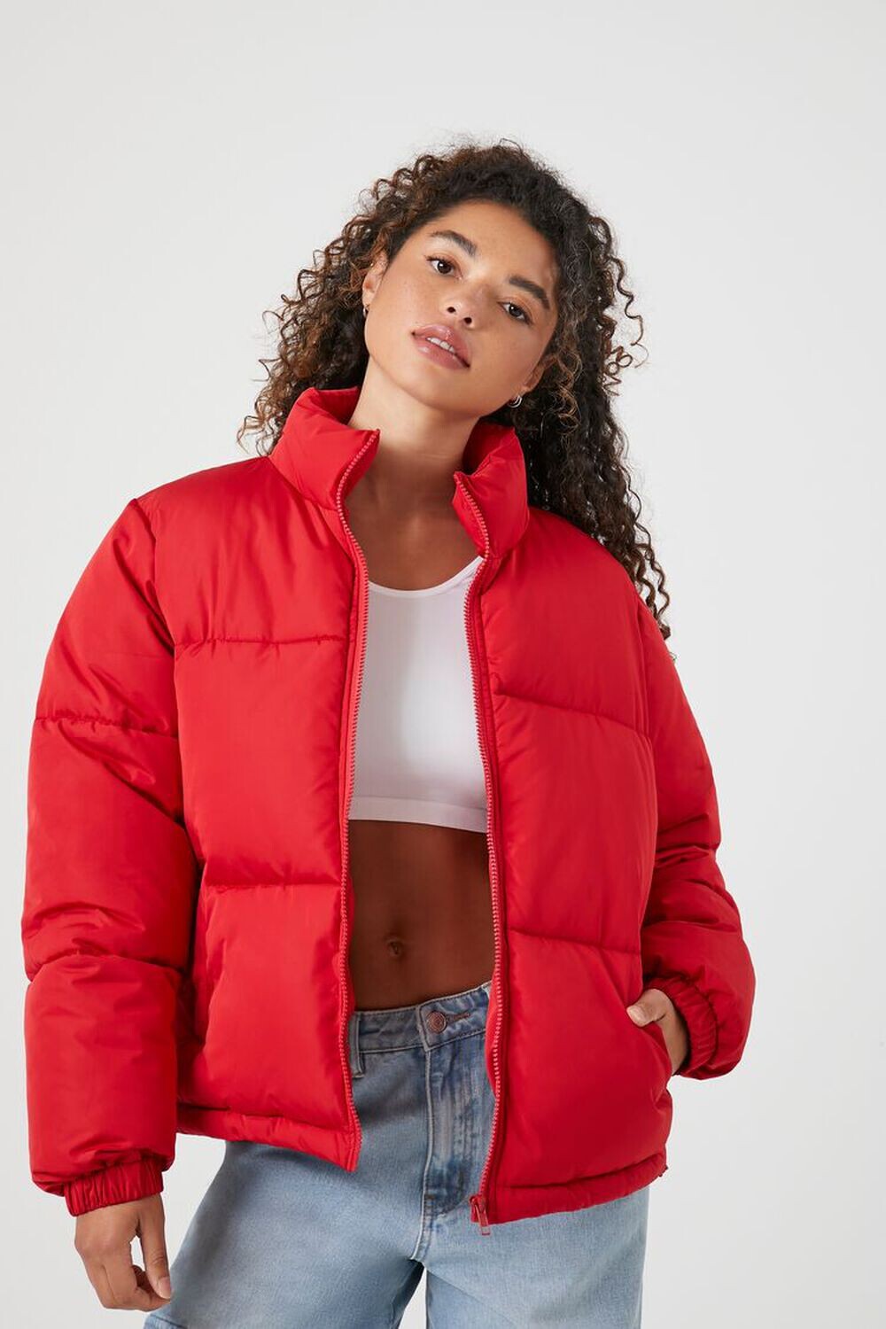 

Стеганая куртка-пуховик Forever 21, красный
