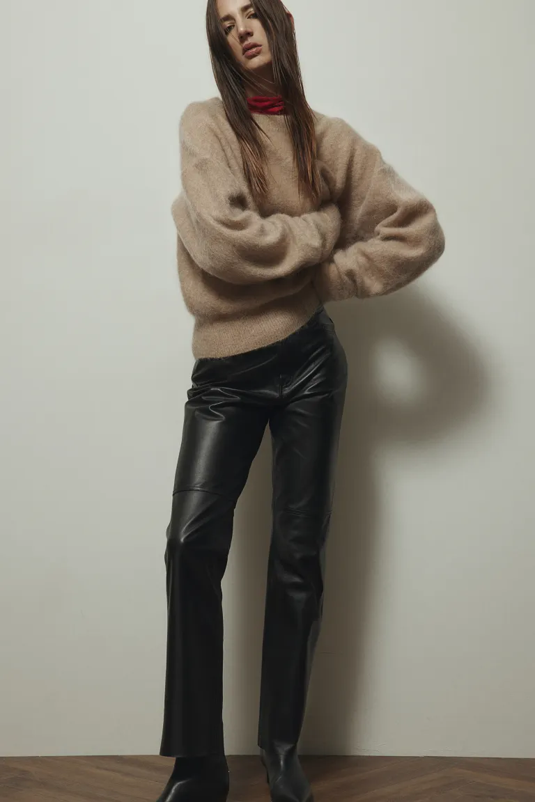 

Объемный свитер из смесового мохера H&M, бежевый