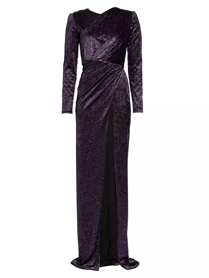 Бархатное платье Mila с пайетками Michael Costello Collection, черный