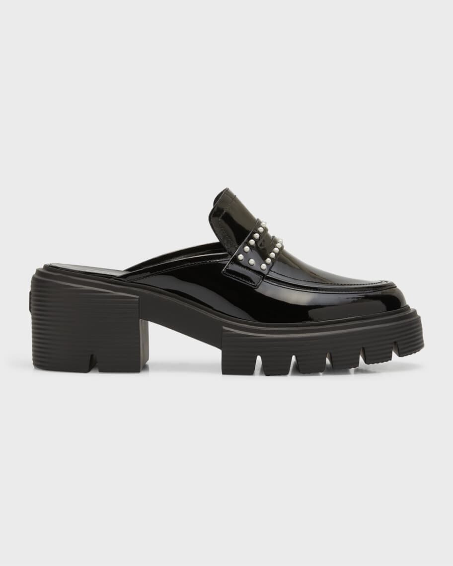 

Патентованные лоферы Soho Penny с жемчугом Stuart Weitzman