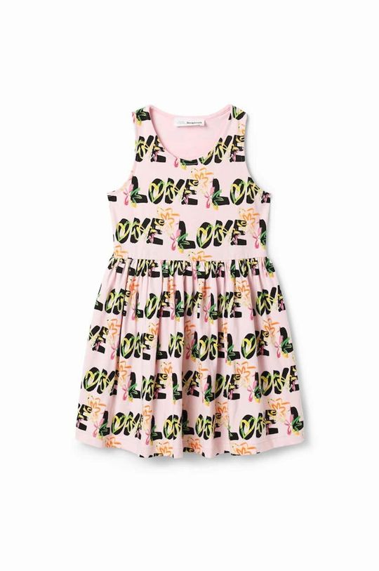 Платье из хлопка для маленькой девочки Desigual, розовый платье футляр desigual