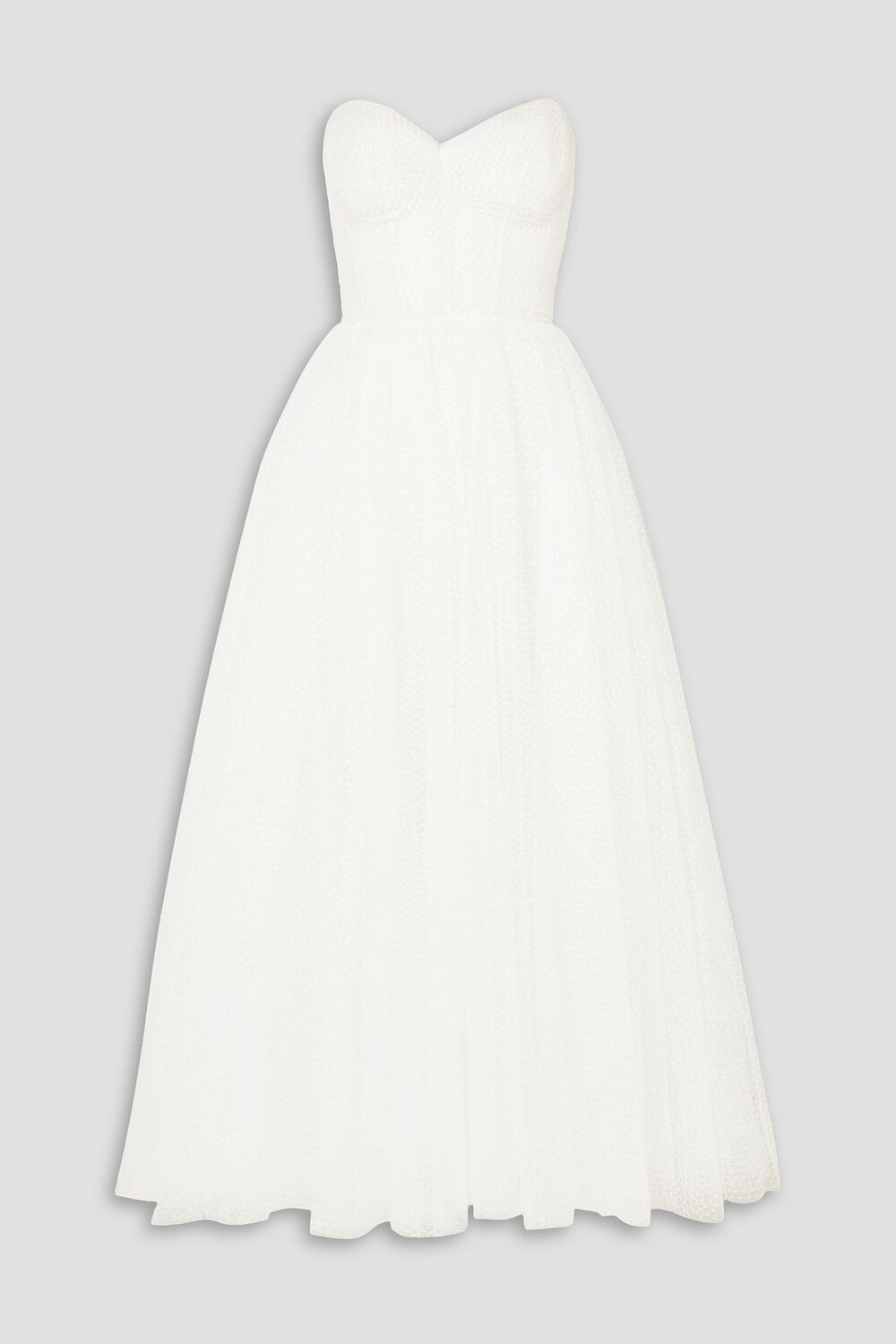 

Платье Brie из тюля со сборками и без бретелек MONIQUE LHUILLIER, белый