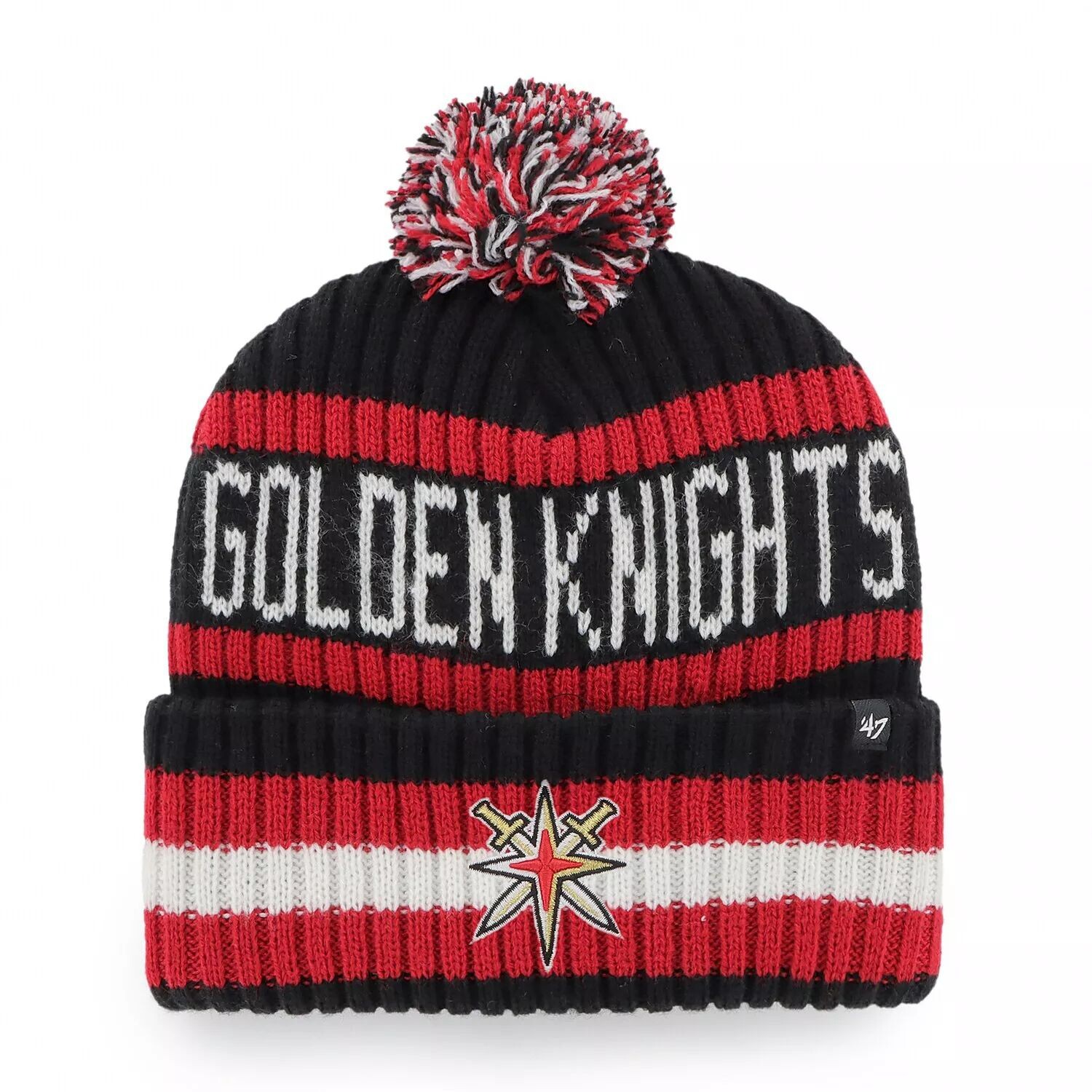 

Мужская вязаная шапка с манжетами и помпоном '47 Black Vegas Golden Knights Bering