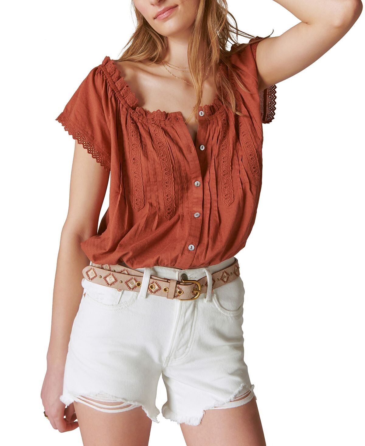 

Женский крестьянский топ на пуговицах спереди Lucky Brand
