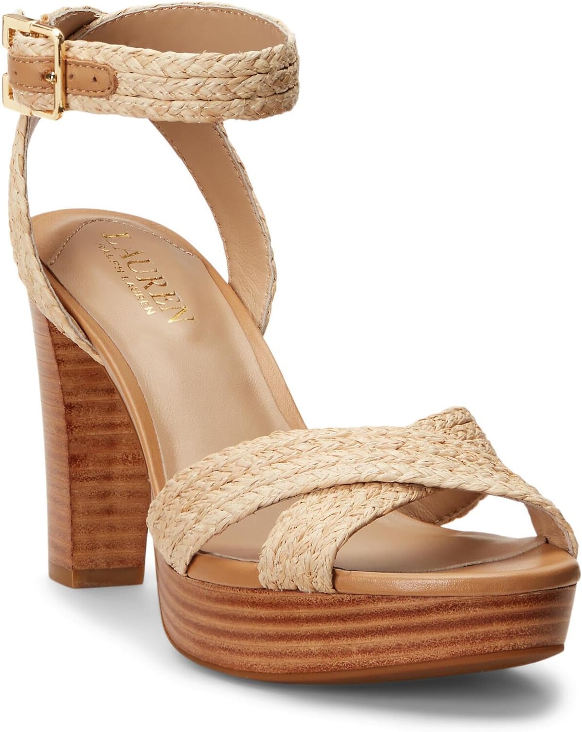 

Сандалии Lauren Ralph Lauren Sasha Raffia Platform Sandal, коричневый