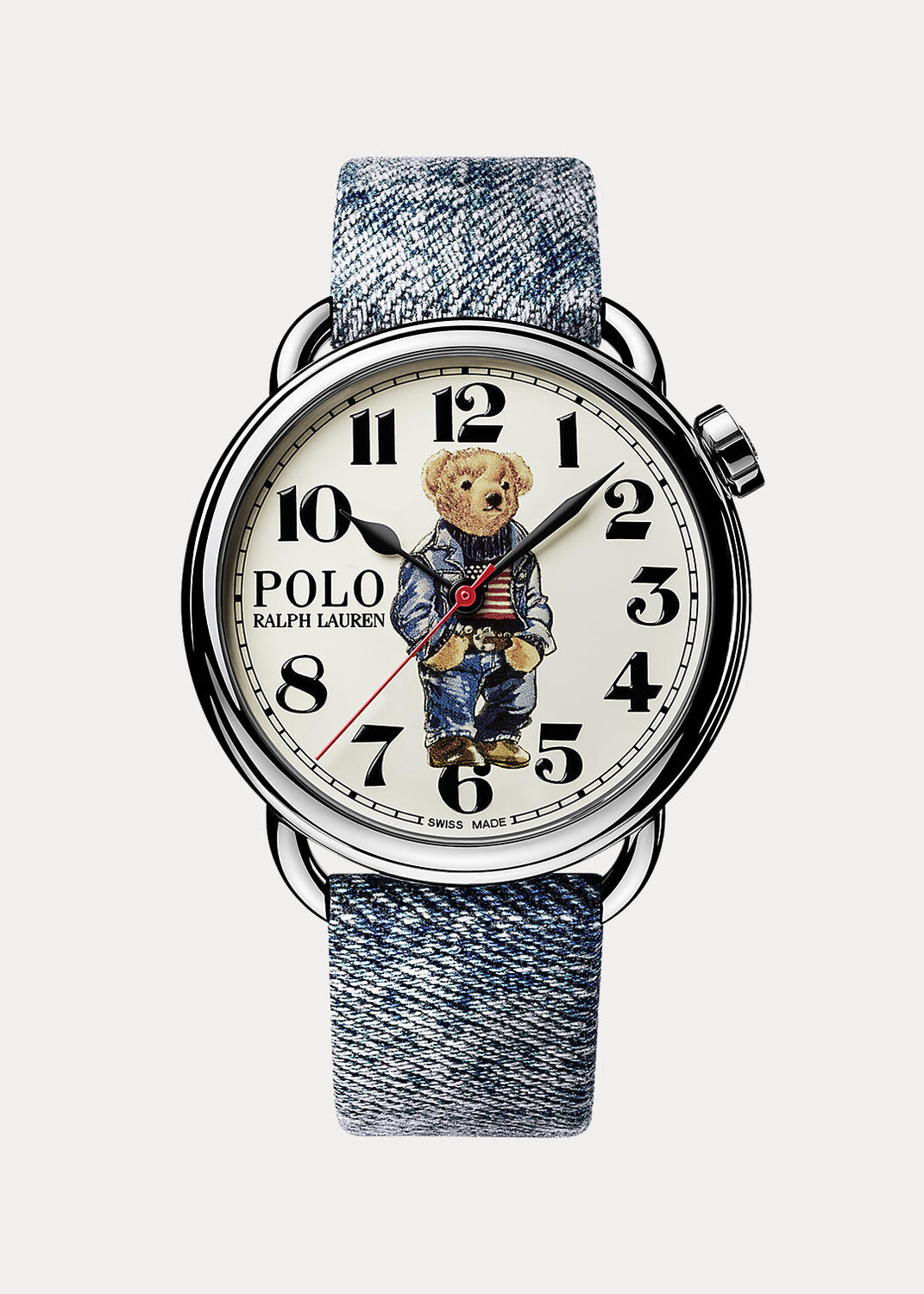 

Часы Polo Bear из джинсовой ткани с флагом, 42 мм