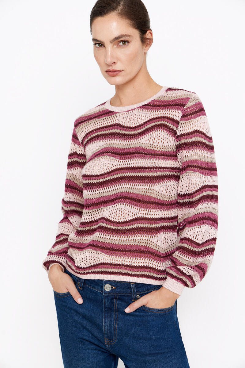 Ажурный свитер с люрексом Cortefiel, розовый