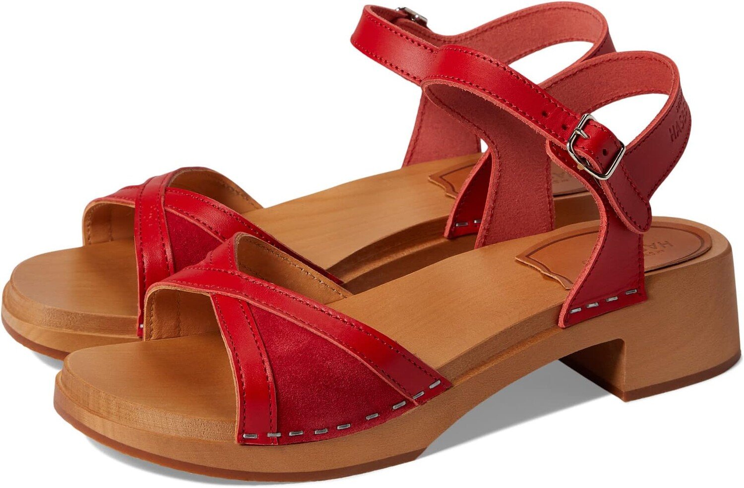 

Босоножки Triangle Low Swedish Hasbeens, цвет Rosso Suede/Red