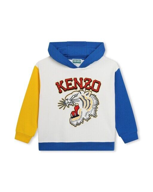 

Толстовка для мальчика с капюшоном и рисунком спереди Kenzo Kids, белый