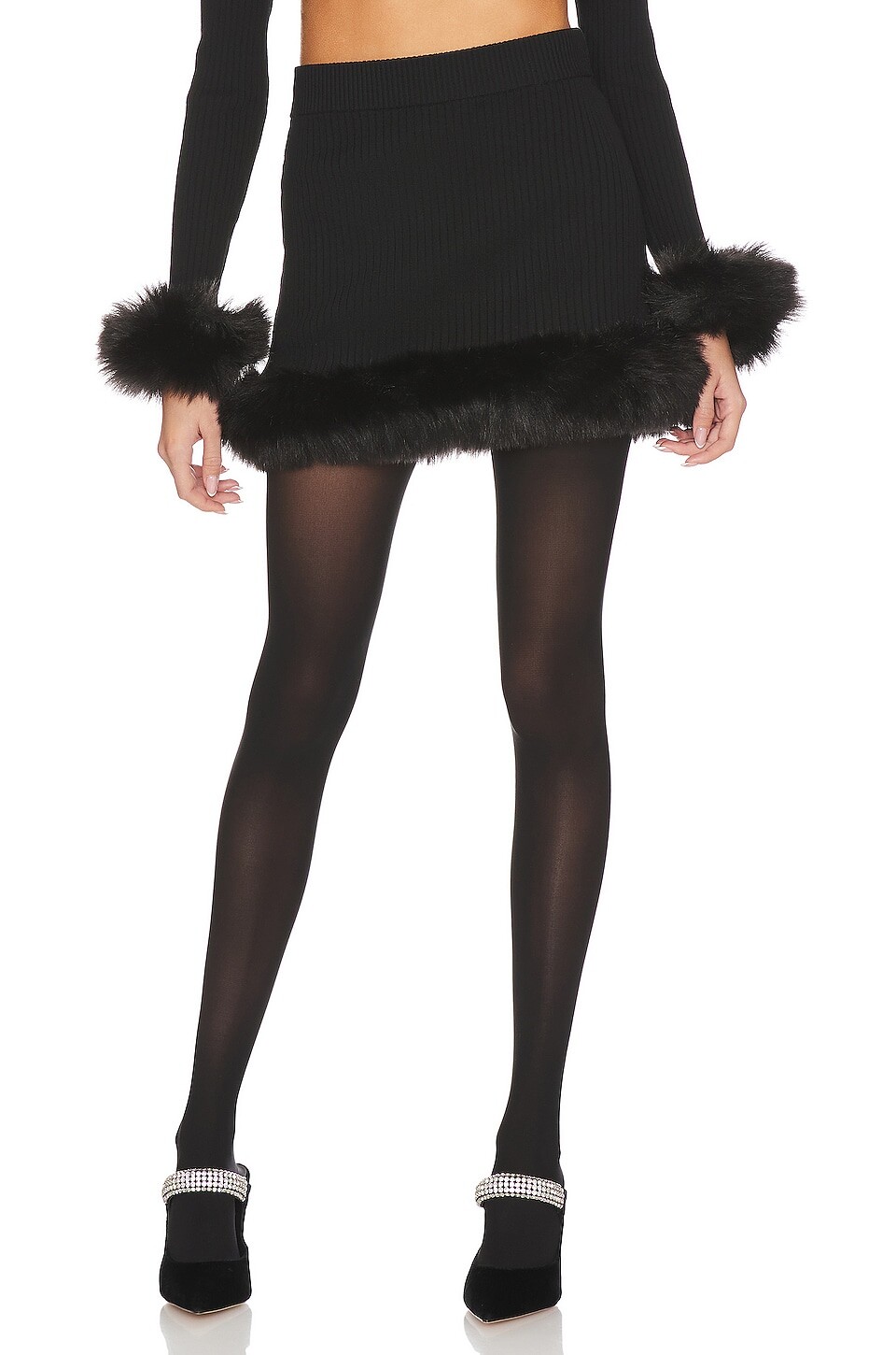 Юбка мини Show Me Your Mumu Fran, черный юбка show me your mumu fran miniskirt цвет black knit faux fur