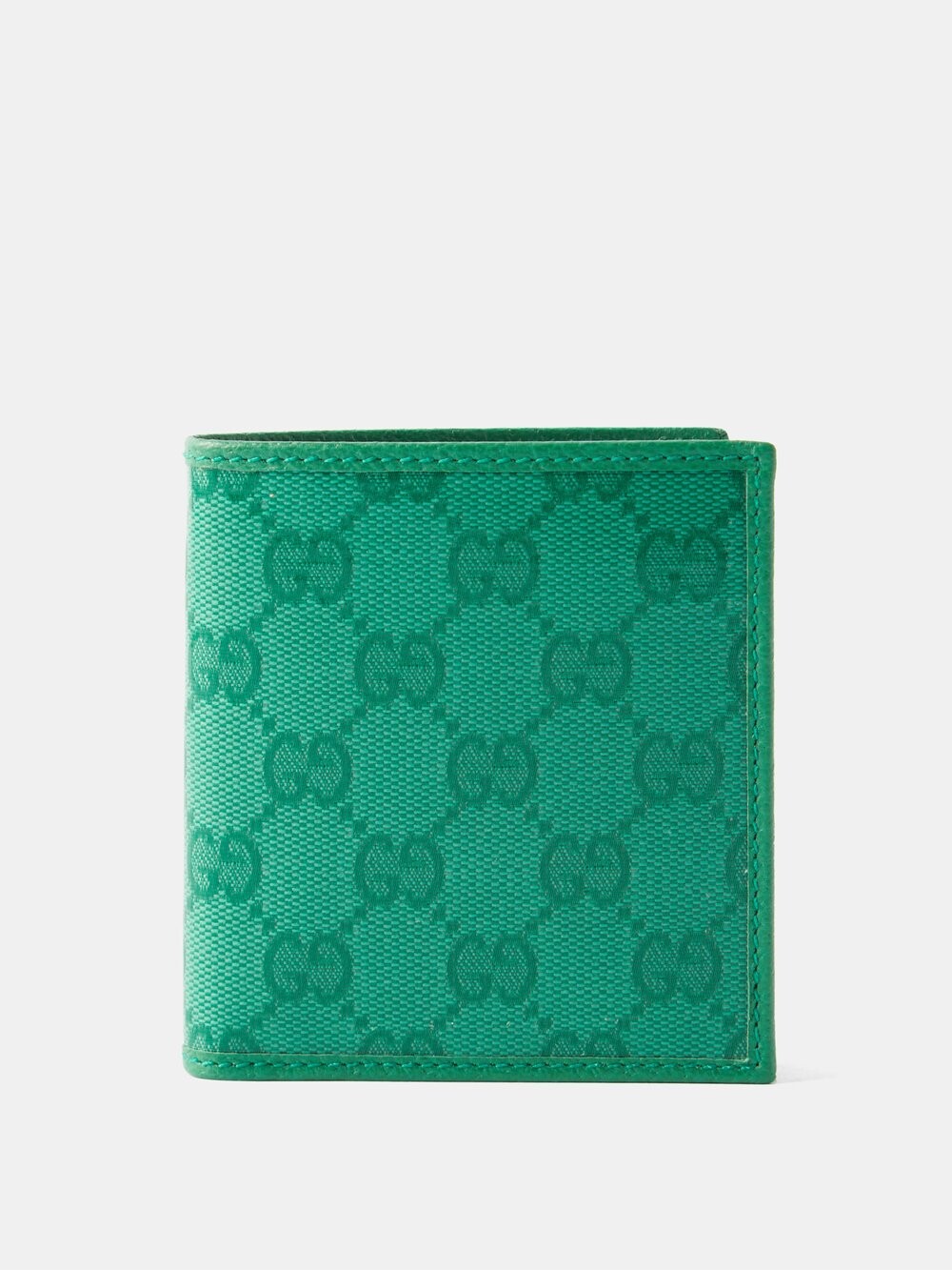 

Складной кошелек из кожи и холста с покрытием gg Gucci, зеленый