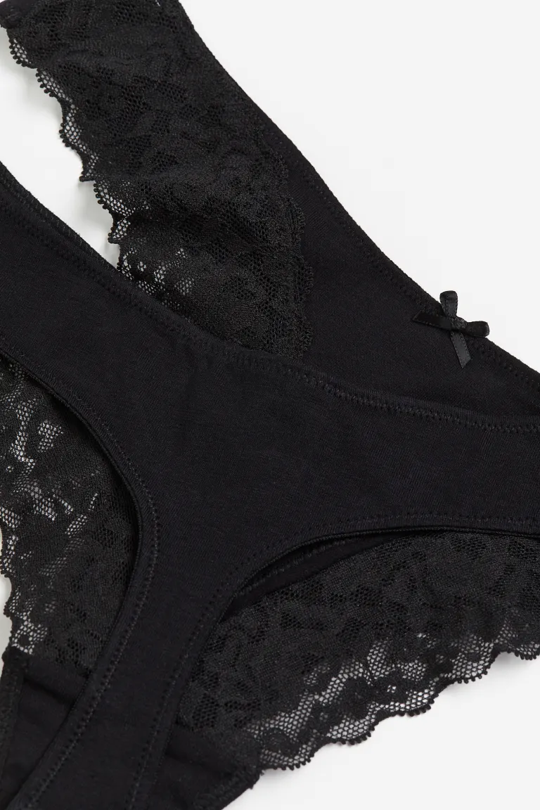 

Комплект бикини из 5 предметов с кружевными стрингами H&M, черный