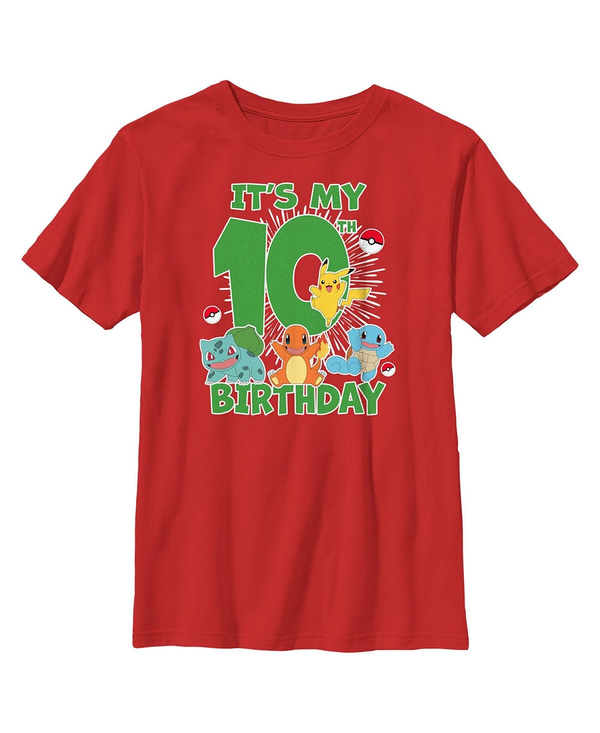 

Детская футболка для мальчиков с надписью «Pokemon It’s My 10th Birthday Starters» Nintendo