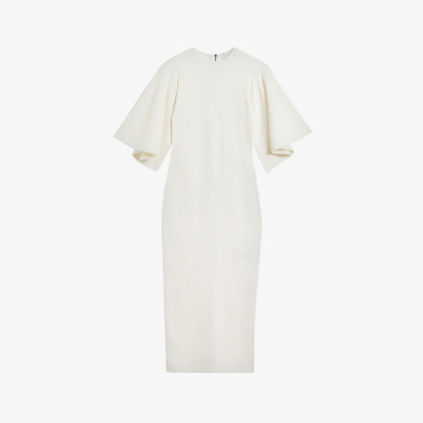 Облегающее платье миди эластичной вязки Lounia с рифлеными рукавами Ted Baker, белый