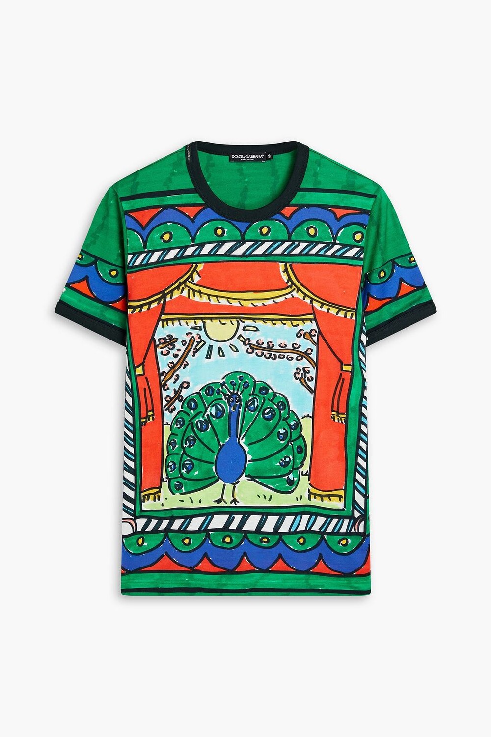 

Облегающая футболка из хлопкового джерси с принтом DOLCE & GABBANA, зеленый