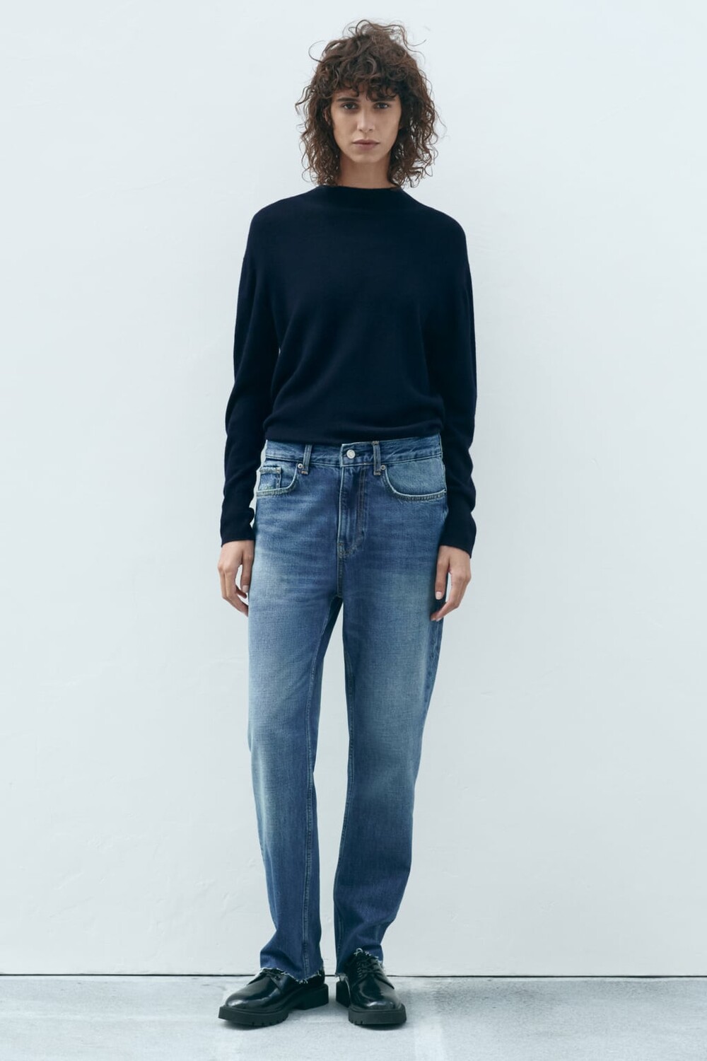 

Свитер-поло экстра-мягкой вязки из 100 шерсти ZARA, синий