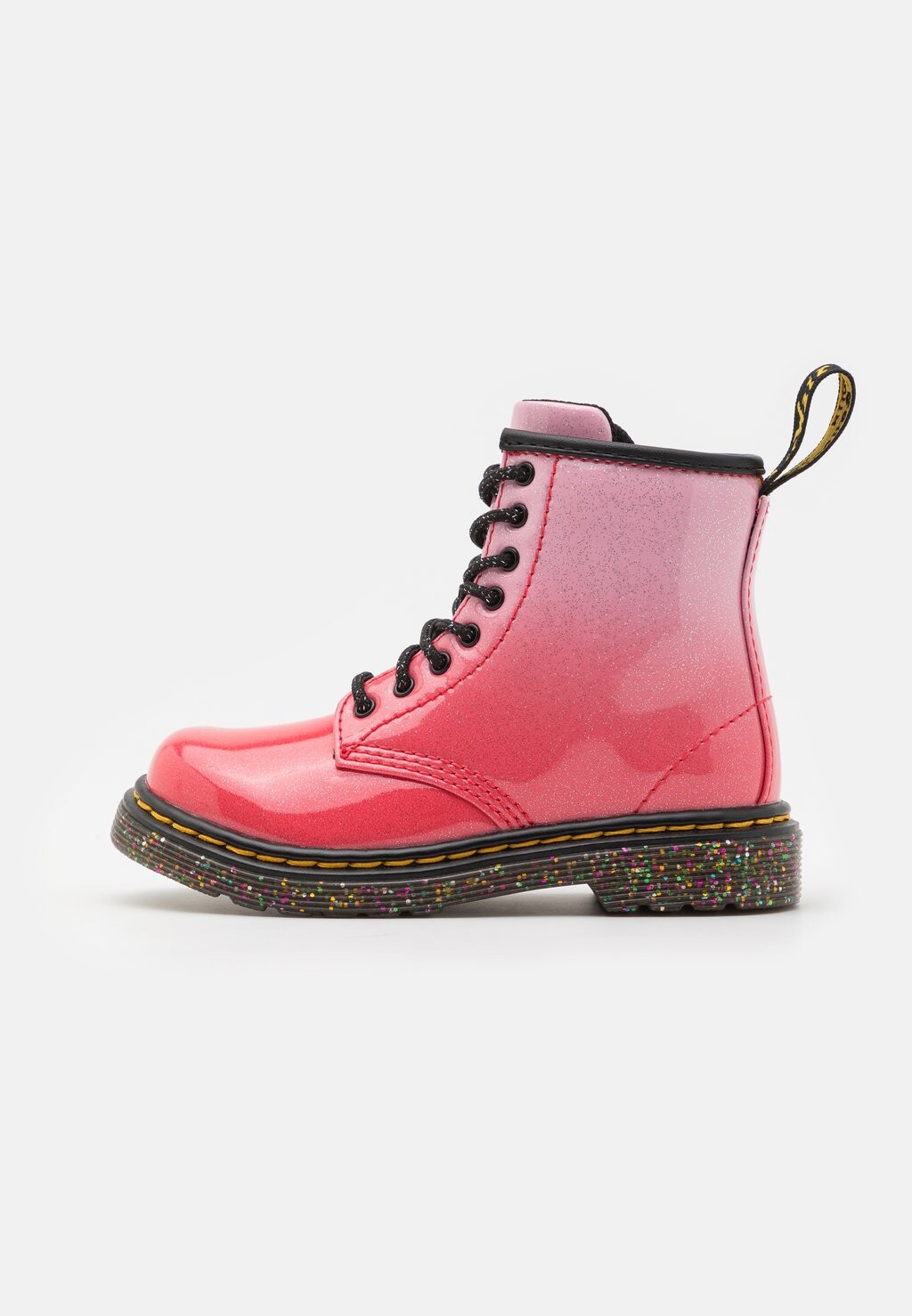 

Ботильоны на шнуровке Dr. Martens, цвет pink gradient glitter