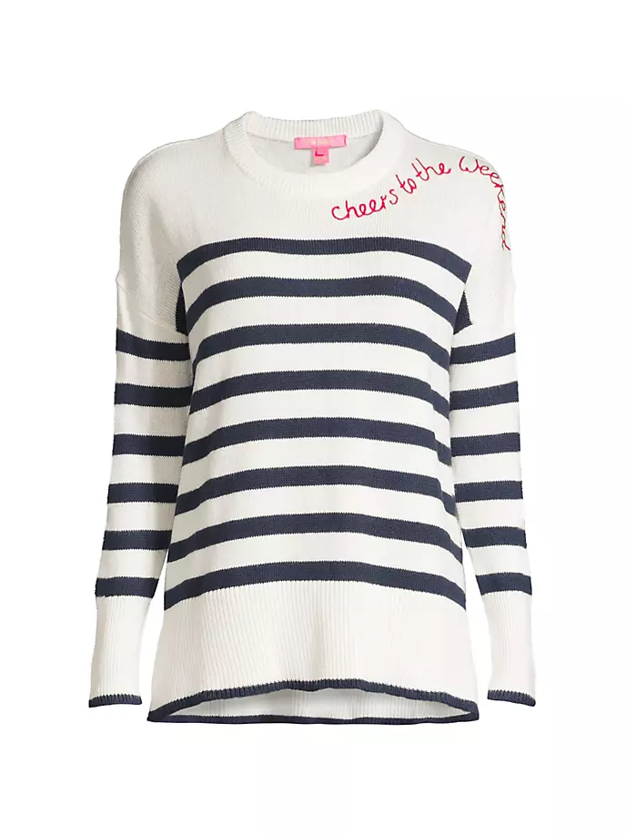 

Свитер с круглым вырезом в полоску айвы Lilly Pulitzer, цвет low tide navy stripe