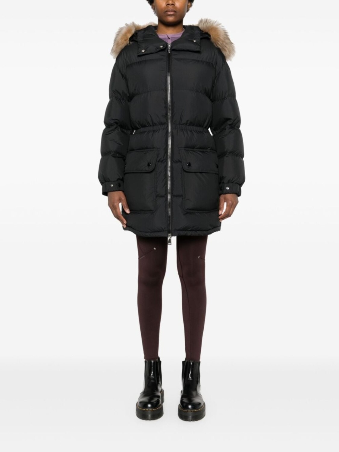 

Moncler пуховик с логотипом, черный