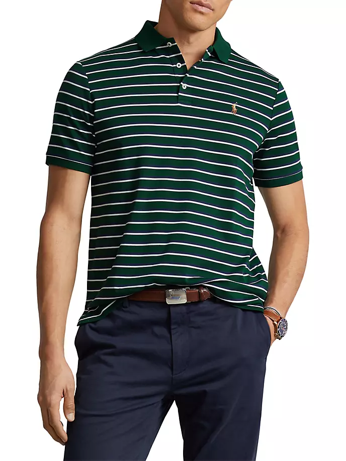 

Рубашка поло в полоску интерлок Polo Ralph Lauren, цвет moss agate