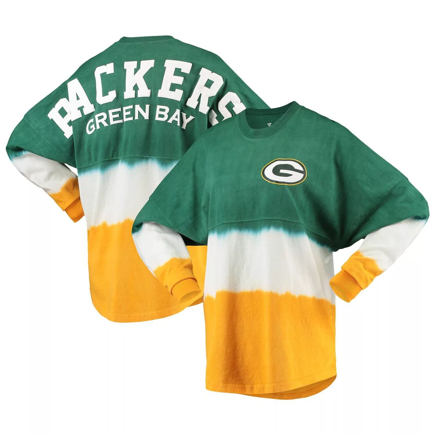 

Женская футболка Fanatics с длинным рукавом и принтом зеленого/золотого цвета Green Bay Packers с эффектом омбре Fanatics, Зеленый