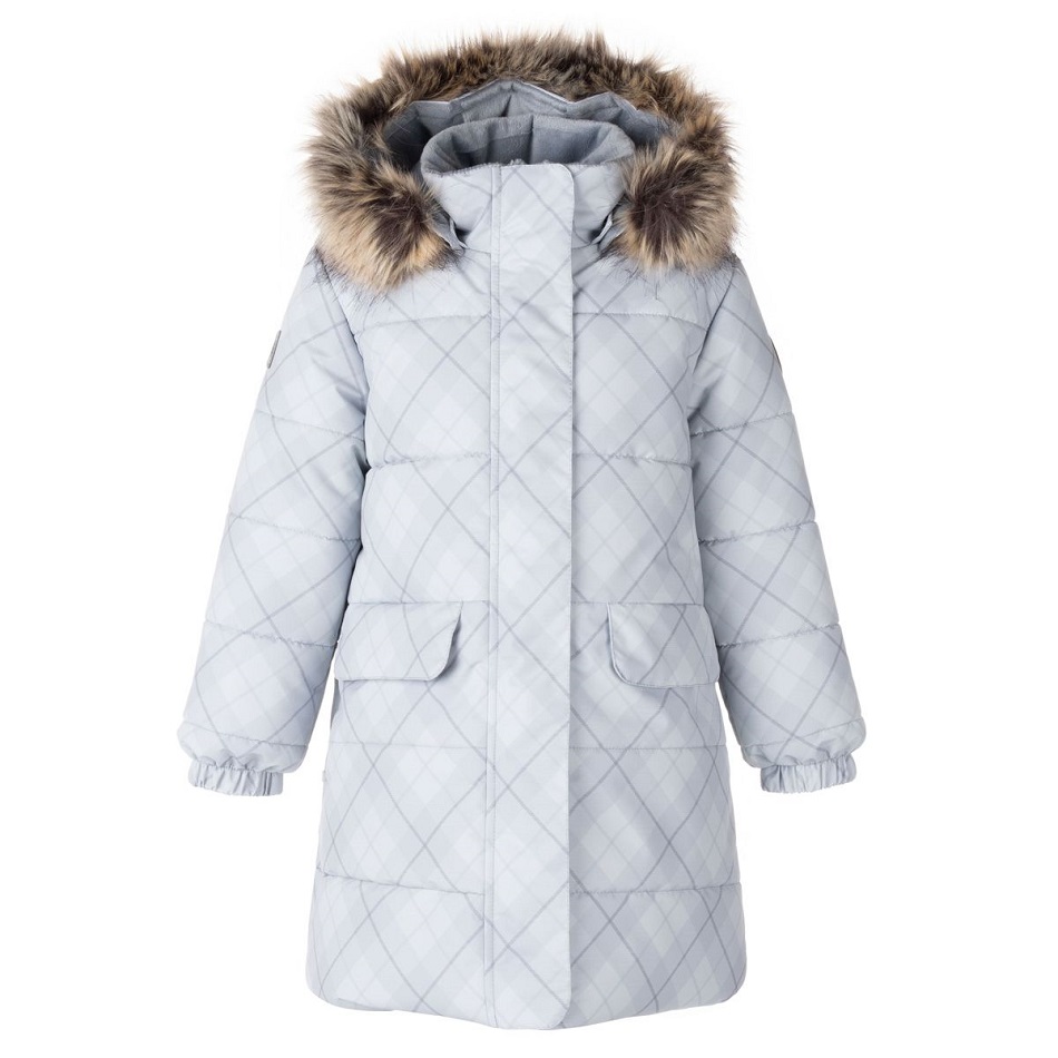 Пальто зимнее Lenne Lenna с узором в полоску, белый / серый пальто amisu зимнее 40 размер