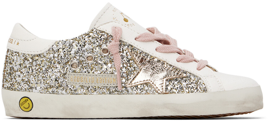 

Bonpoint Kids Серебристо-белые кроссовки Golden Goose Edition Golstar