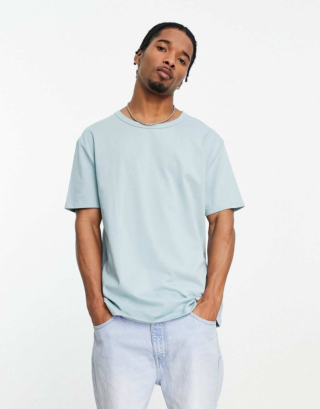 

Свободная синяя футболка ASOS DESIGN, Синий