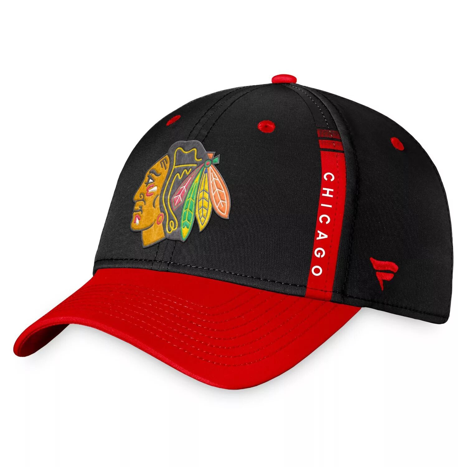 

Мужская фирменная черно-красная бейсболка Fanatics Chicago Blackhawks NHL Draft 2022 Authentic Pro Flex Hat