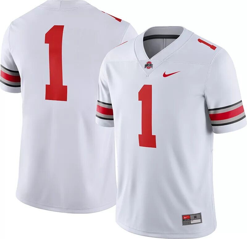 

Мужская белая майка Nike Ohio State Buckeyes #1 Dri-FIT Game Football