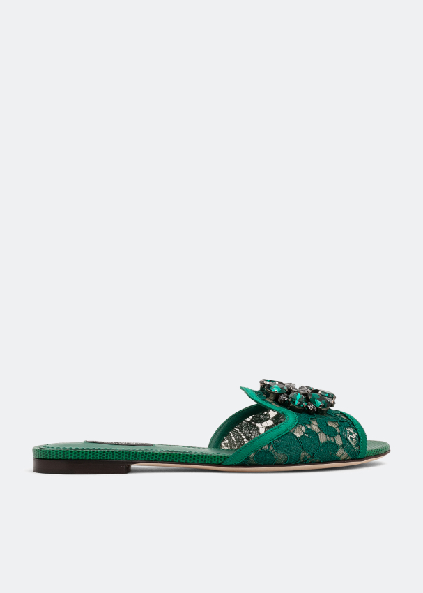 Сандалии Dolce&Gabbana Lace Flat, зеленый