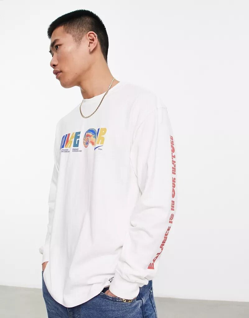 

Белая футболка с длинными рукавами с принтом Nike
